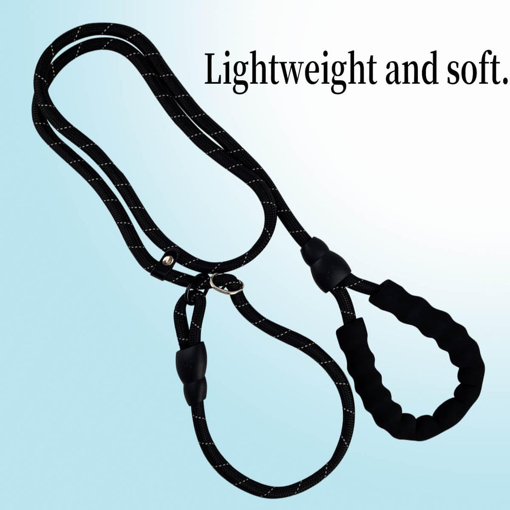 Slip Knot Leashes for Dog Training, 6 FT Black Comfortable Handle Dog Slip Leash for Control Dogs Lead Adjustable Slip Lead for Small Medium Large Dogs