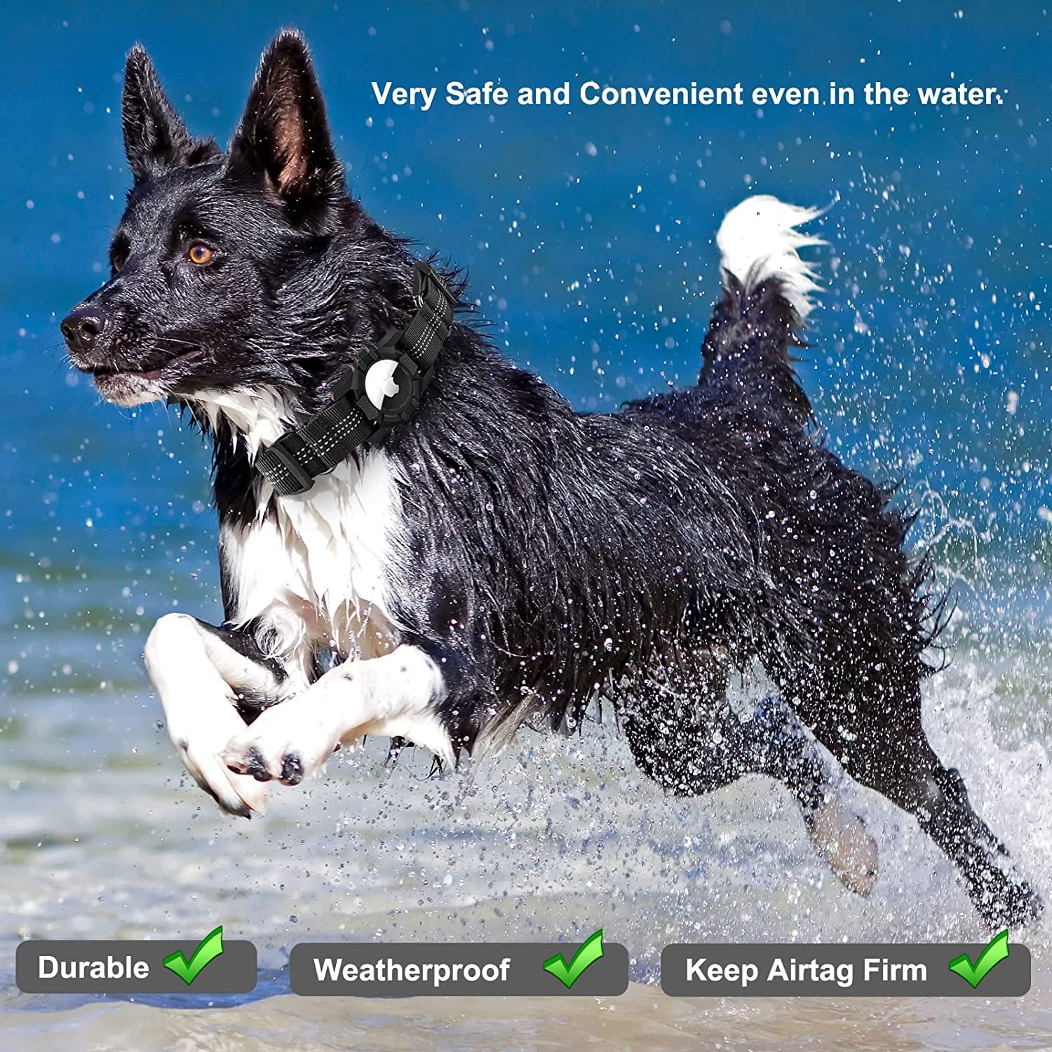 Apple Airtag Heavy Duty Dog Collar with Airtag Holder Case, Adjustable for Medium Large Dogs