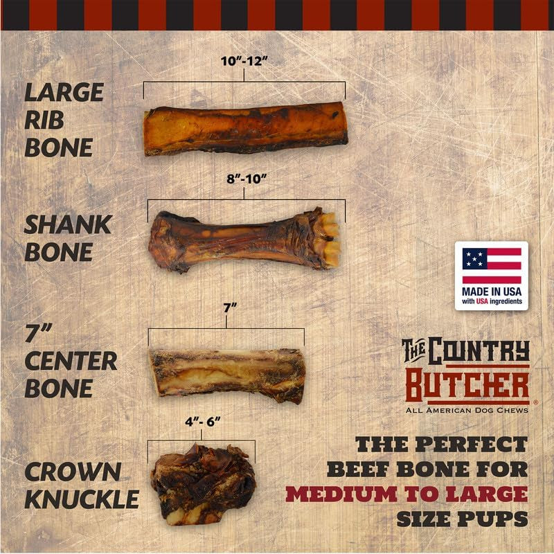 10" Meaty Beef Rib Dog Bones, Made in USA, Natural Dog Chews for Light to Moderate Chewers & Medium to Large Size Dogs, 4 Count