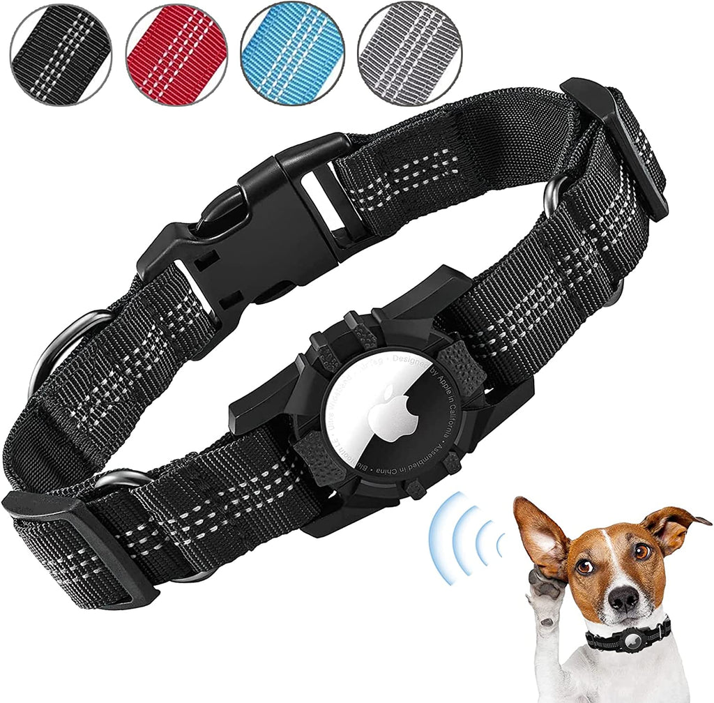 Apple Airtag Heavy Duty Dog Collar with Airtag Holder Case, Adjustable for Medium Large Dogs