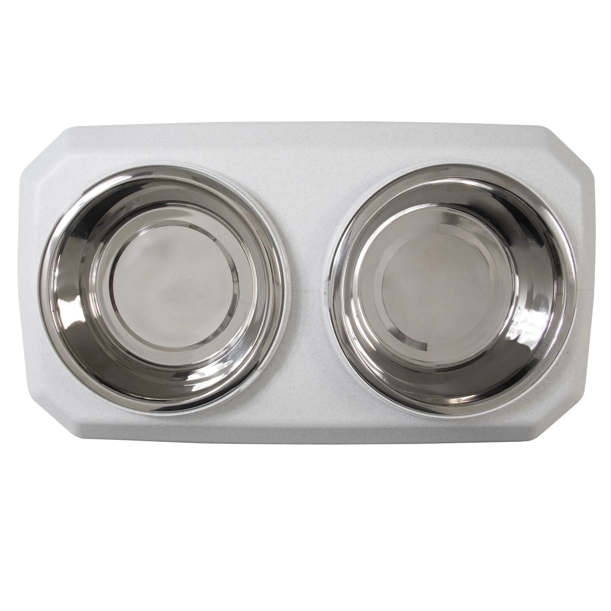 Vittles Vault 2-In-1 Elevated Stainless Steel Dog Bowls with 50 Lb Dry Food Storage, White