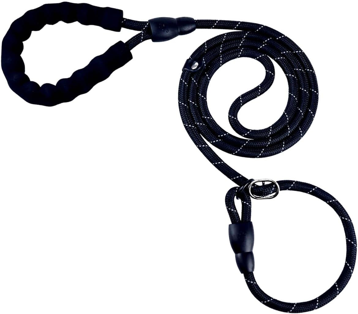 Slip Knot Leashes for Dog Training, 6 FT Black Comfortable Handle Dog Slip Leash for Control Dogs Lead Adjustable Slip Lead for Small Medium Large Dogs