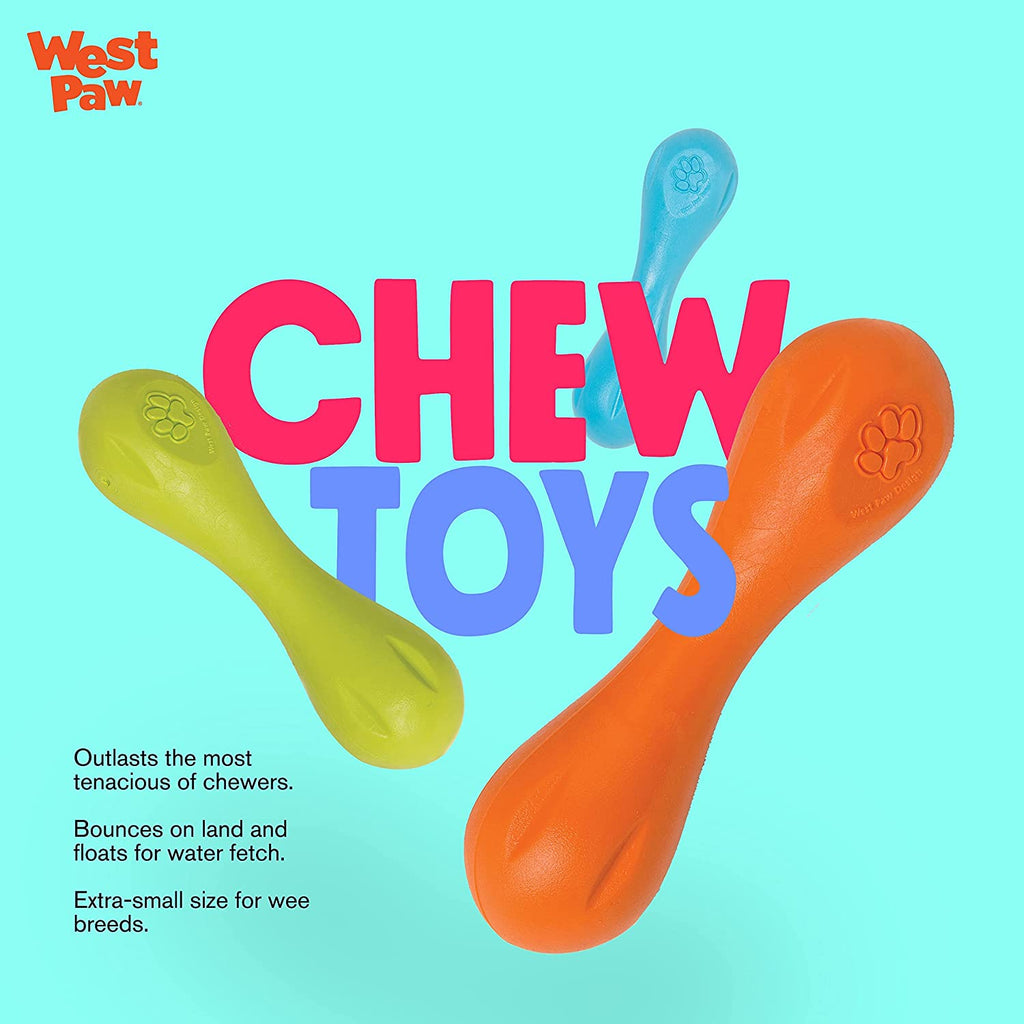 Zogoflex Hurley Dog Bone Chew Toy – Floatable Pet Toys for Aggressive Chewers, Catch, Fetch – Bright-Colored Bones for Dogs – Recyclable, Dishwasher-Safe, Non-Toxic, Small, Aqua