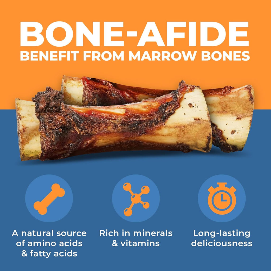 USA Marrow Bones for Dogs – All-Natural 5-6" Beef Bone Marrow Dog Treats – Long Lasting Bones for Aggressive Chewers – High-Protein Chews for Small, Medium, Large & Extra Large Breeds