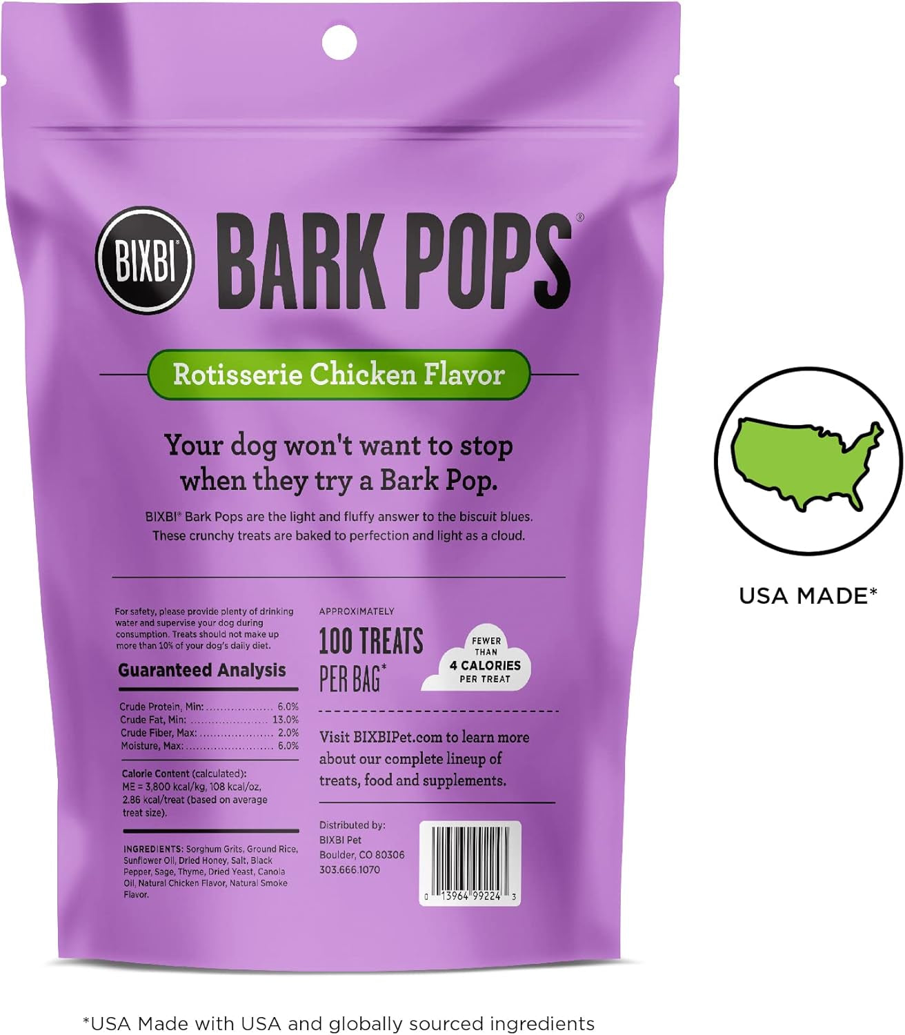 Bark Pops, Rotisserie Chicken (4 Oz, 1 Pouch) - Crunchy Small Training Treats for Dogs - Wheat Free and Low Calorie Dog Treats, Flavorful Healthy and All Natural Dog Treats